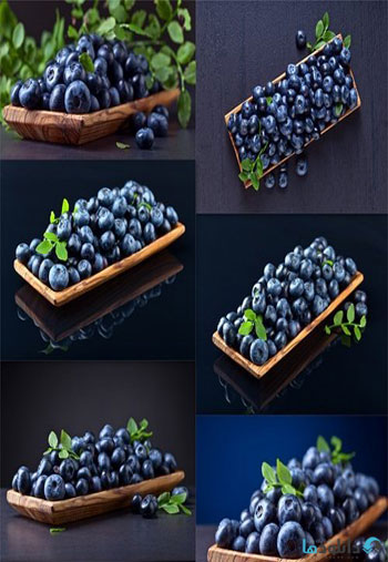 استوک-Blueberries-on-black-background