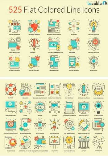 Flat-Colored-Line-Icons