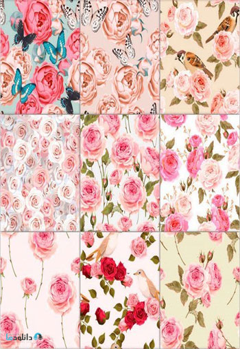 English-roses-and-birds-seamless