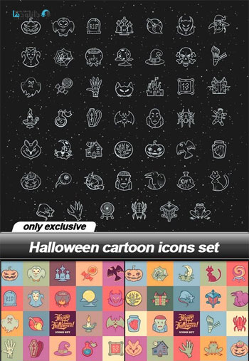 Halloween-cartoon-icons-set
