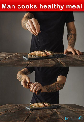استوک-Man-cooks-healthy-meal