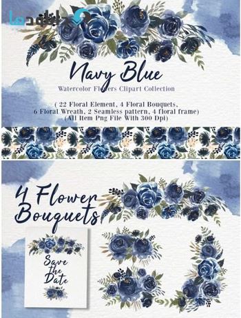 استوک-Navy-Blue-Flower