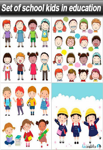 Set-of-school-kids-in-education