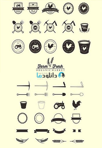 مجموعه-آیکون-set-of-vintage-farm-logos