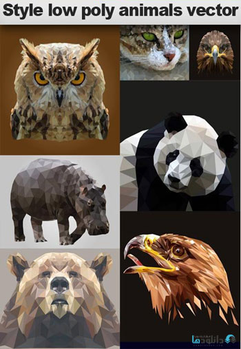 وکتور-Style-low-poly-animals