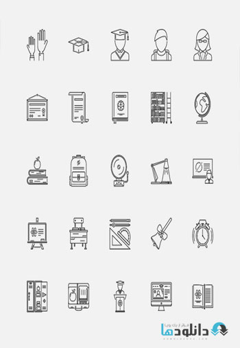 مجموعه-آیکون-the-school-outline-icons