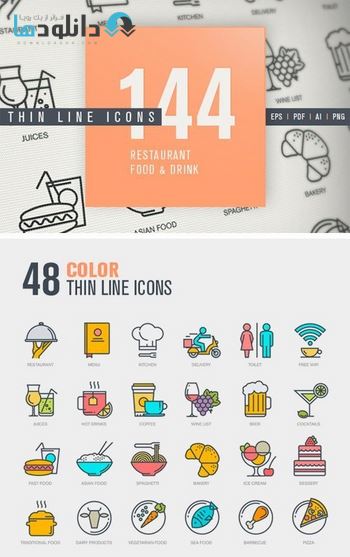 آیکون-Thin-Line-Icons-for-Food