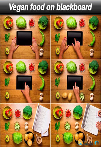 استوک-Vegan-food-on-blackboard