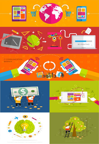 دانلود تصاویر وکتور Set Of Icons Flat Design