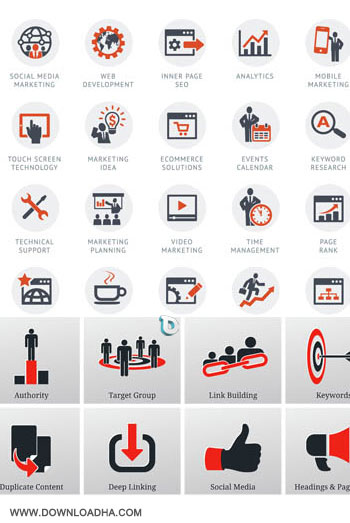 وکتور آیکون های سئو Seo Flat Icons