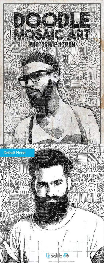 اکشن-فتوشاپ-doodle-mosaic-art-photoshop-action