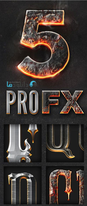 استایل-فتوشاپ-chrome-and-fire-gothic-medieval-layer-styles
