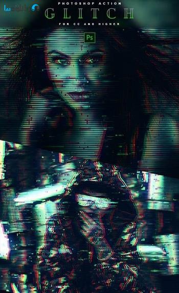 اکشن-فتوشاپ-Glitch-Photoshop-Action